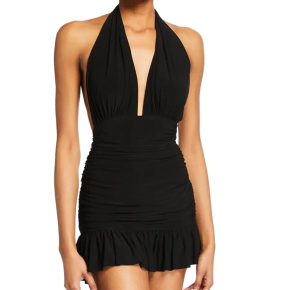 Norma Kamali Dresses & Skirts - Norma Kamali Ruffle Halter Mio Mini Dress